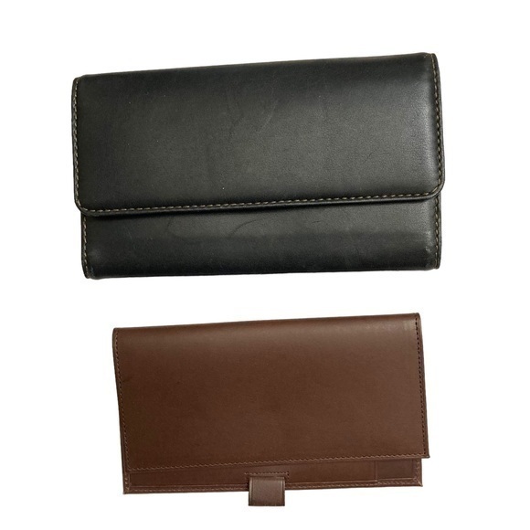 Coach black and brown leather two piece vintage wallet set - Picture 1 of 16